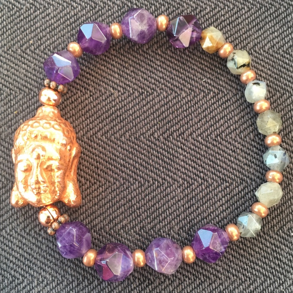 Amethyst Labradorite Buddha Bracelet